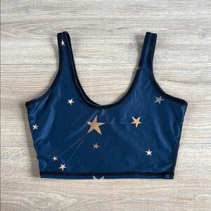 Teeki Navy Sports Bra with Gold Star Pattern